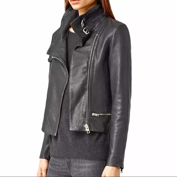 ALL SAINTSBALES BLACK LEATHER BIKER JACKET